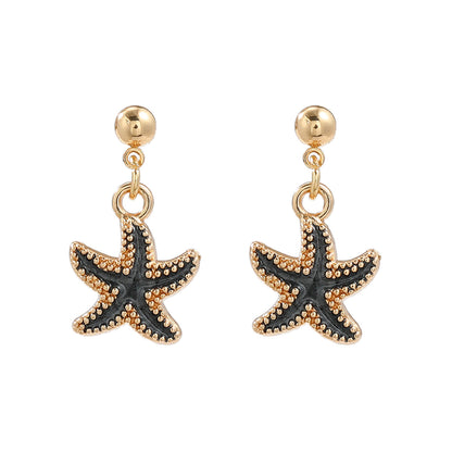 Beach Ocean Style Alloy Dripping Starfish Female Trendy Light Earrings