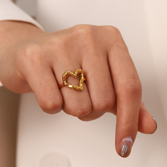 Personalized Design Niche Hammered Heart Light Rings