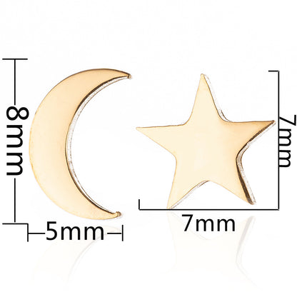 Women's Animal Elk Simple Moon Cat Asymmetric Earrings