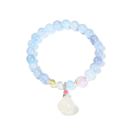 Blue Chalcedony White Jade Pumpkin Beads Bracelets