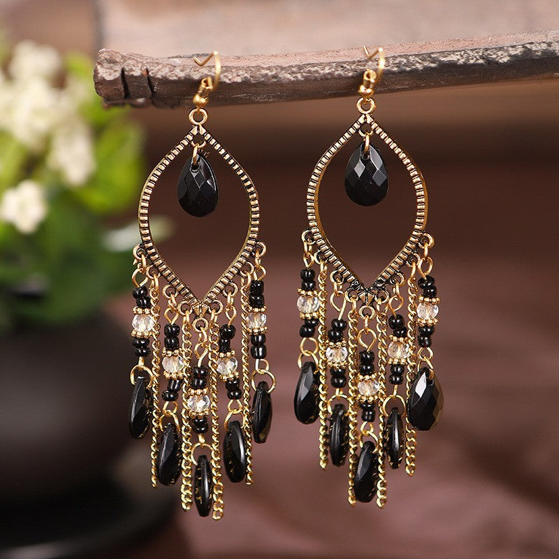 Handmade Water Drop Bead Bohemian Eardrops Earrings