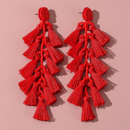 Bead Tassel Handmade Fashion Long Bohemian Earrings