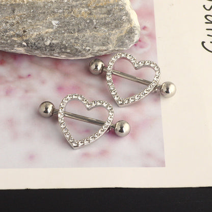 Love Nipple Electroplated Heart-shaped Three-color Adhesive Nail Rings