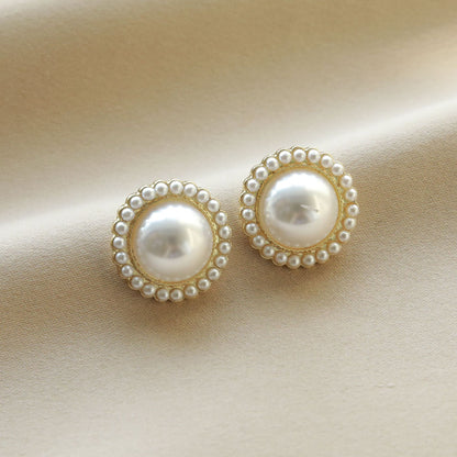 Fashion Sier Needle Temperament Trend Pearl Rings