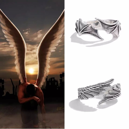 Angels Demons Wings Niche Vintage Open Rings