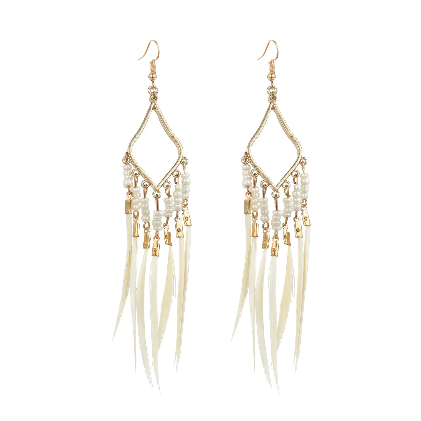 Ethnic Style Long Feather Temperamental Tassels Personality Earrings