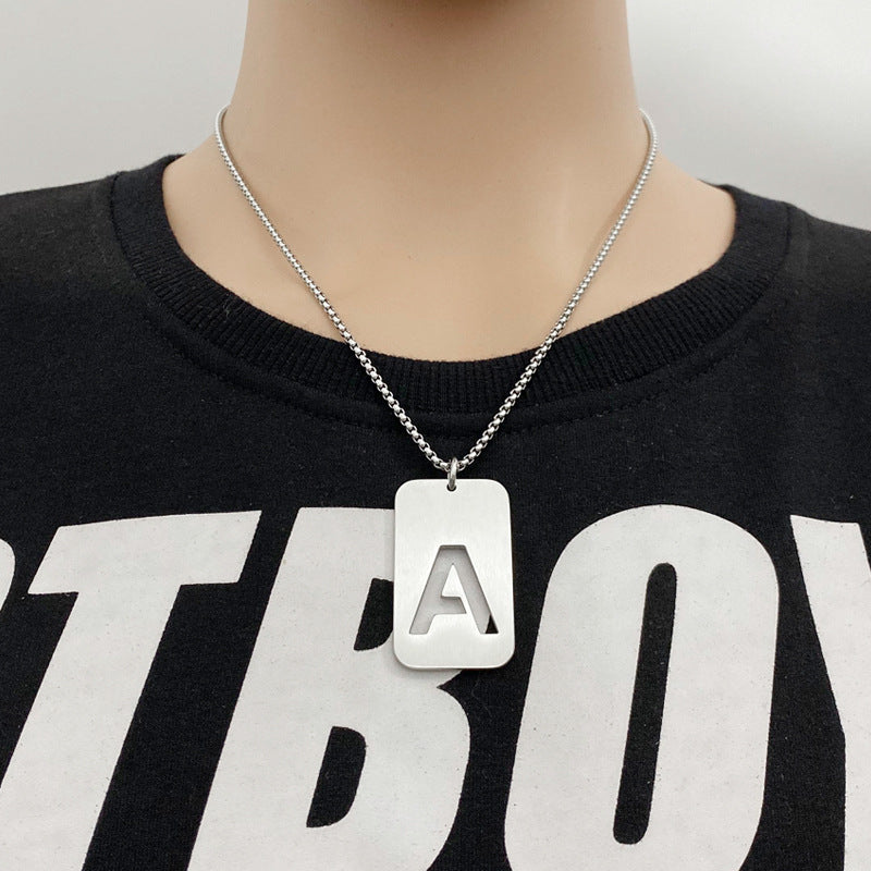 Fashion Titanium Steel Square Hip Hop Cool English Pendants