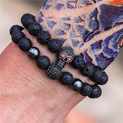 Men's Beaded Suit Haematite Cross Dumbbell Zircon Bracelets