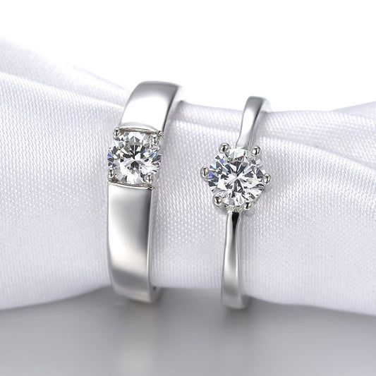 Women's & Men's Crown Zircon Couple Opening Wedding Simulation Rings