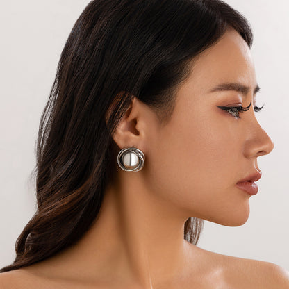 Ornament High-grade Circular Geometric Irregular Metal Earrings