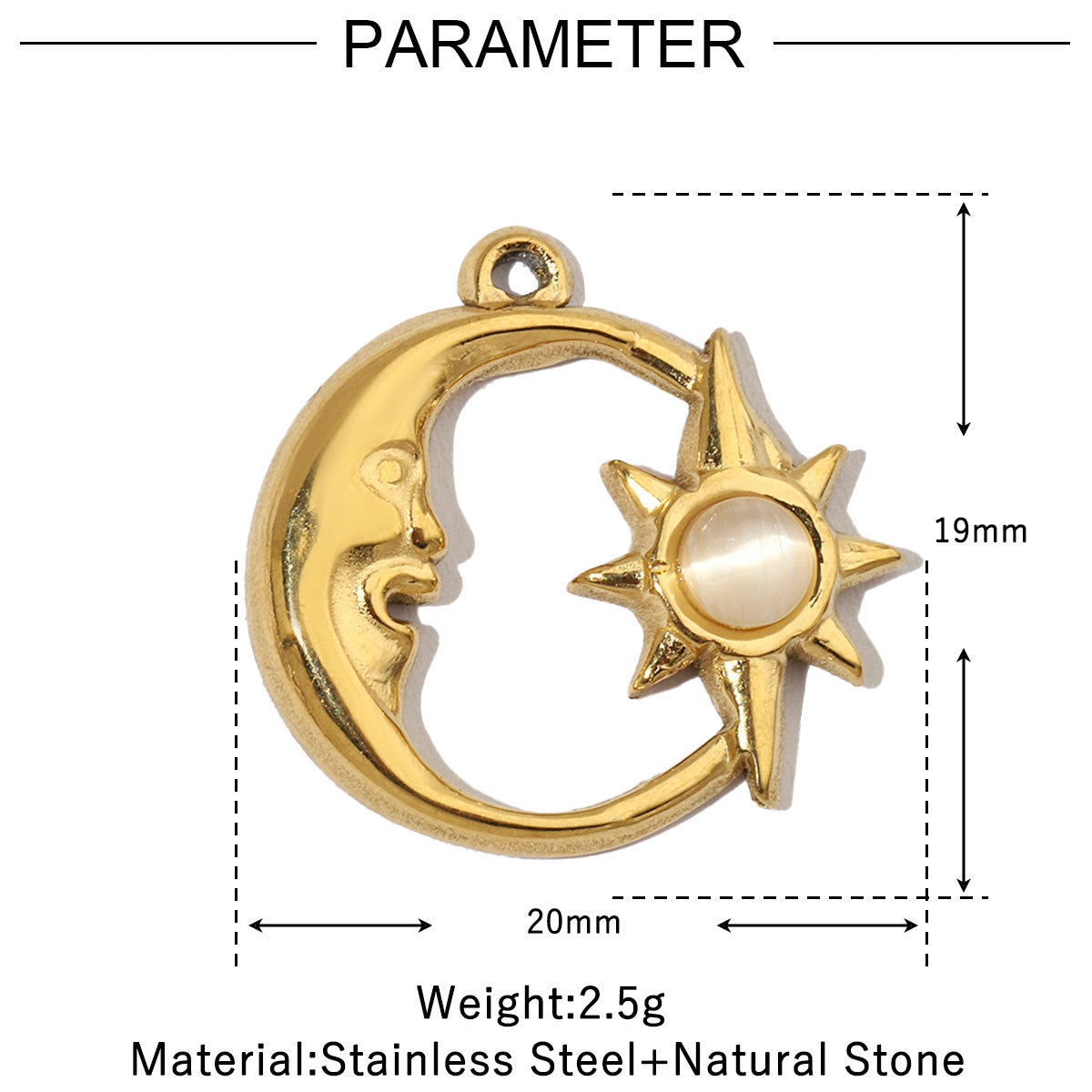 Natural Stone Titanium Steel Female French Pendants