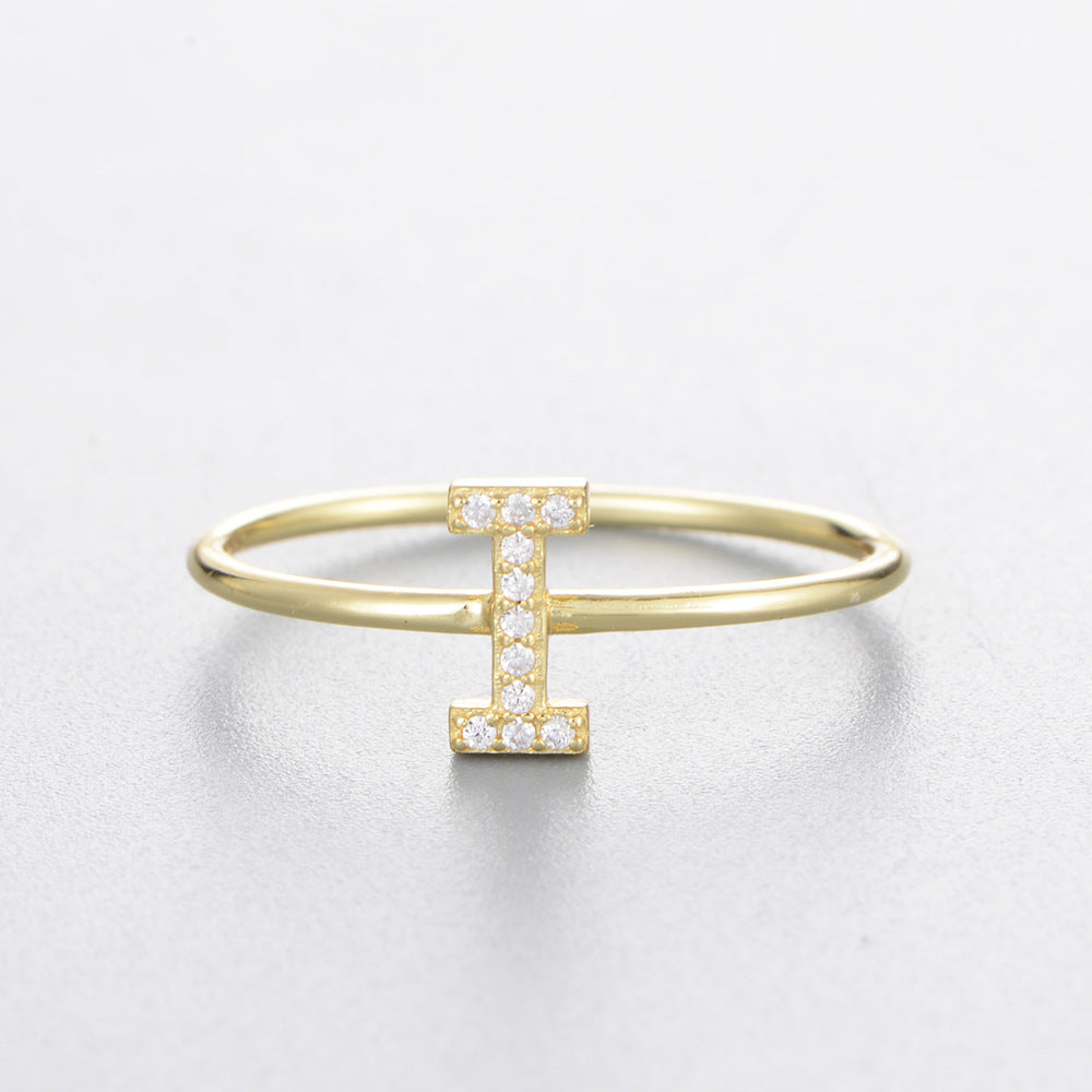 Women's Sier Zircon With English Letters Simple Rings