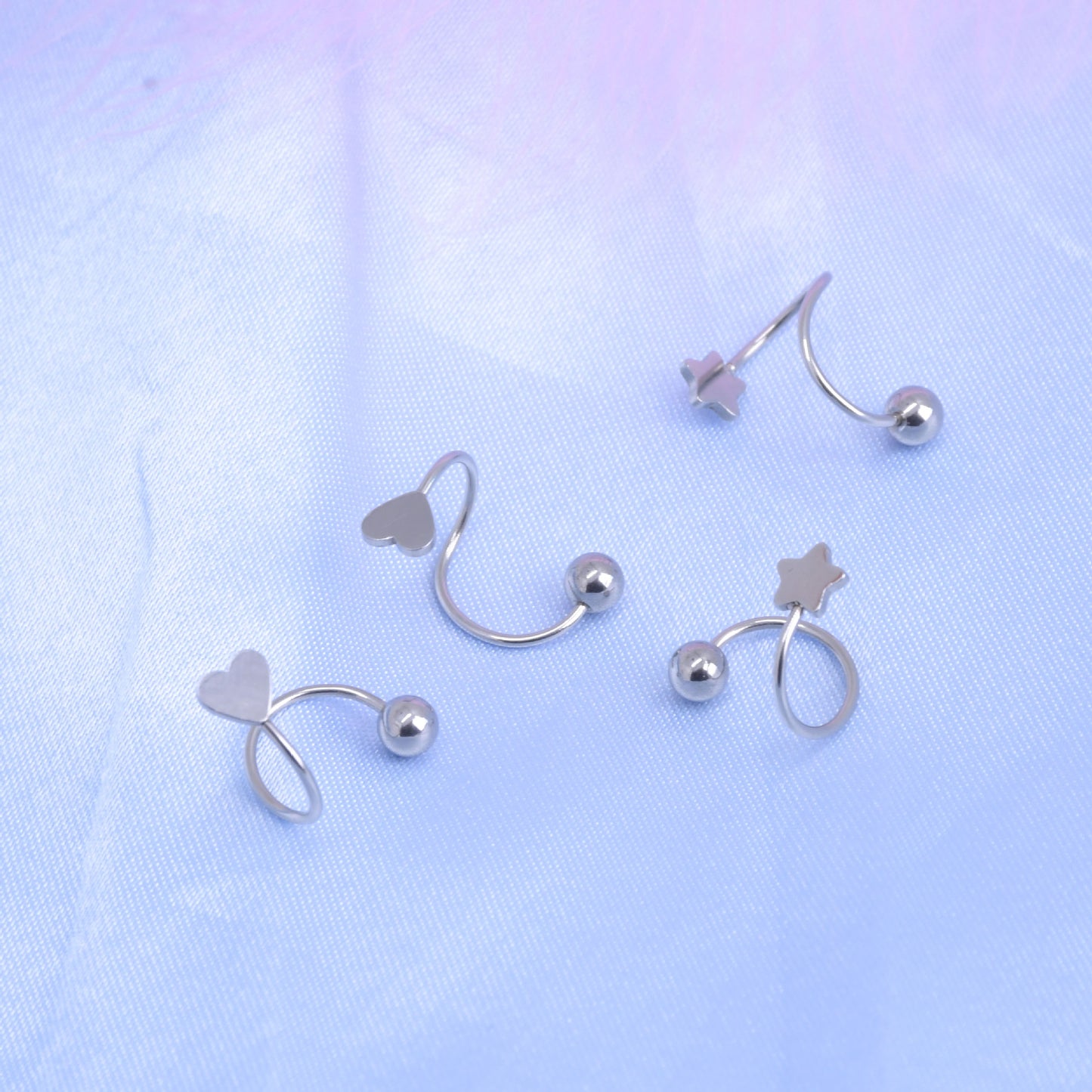 Stainless Steel Small Ear Trendy Heart-shaped Rings