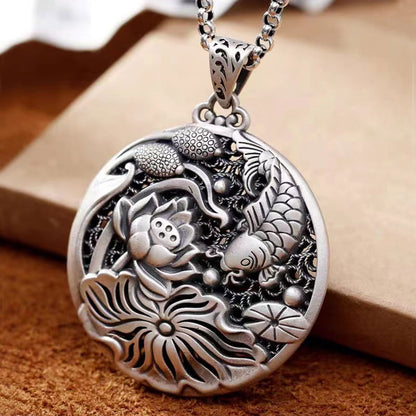 Women's Lotus Koi Personality Hollow Retro Fashion Pendants