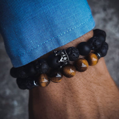 Men's Beaded Suit Haematite Cross Dumbbell Zircon Bracelets