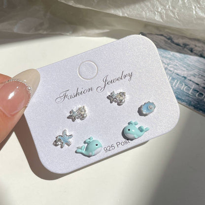 Women's Ocean Cold Shell Sier Needle Simple Earrings