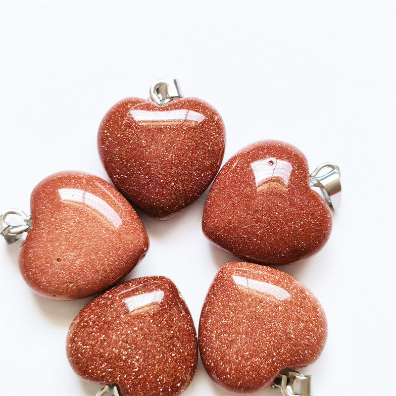 Natural Crystal Love Peach Heart-shaped Sweater Chain Ornament Accessories Pendants