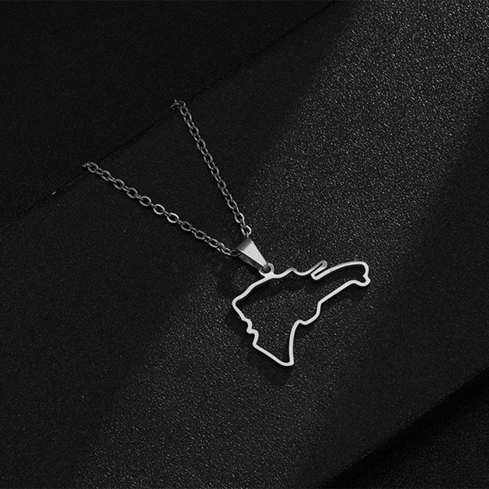 Women's & Men's Dominica Map Titanium Steel Stainless Couple Necklaces