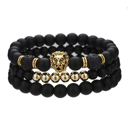 Men's Frosted Wooden Bead Hematite Beaded Suit Bracelets
