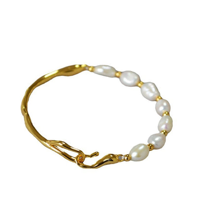 Women's Irregular Branch Brass Gold-plated Fresh Water Bracelets