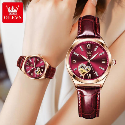 Women's Watch Automatic Quick Hand Leather Waterproof Mechanical Watches
