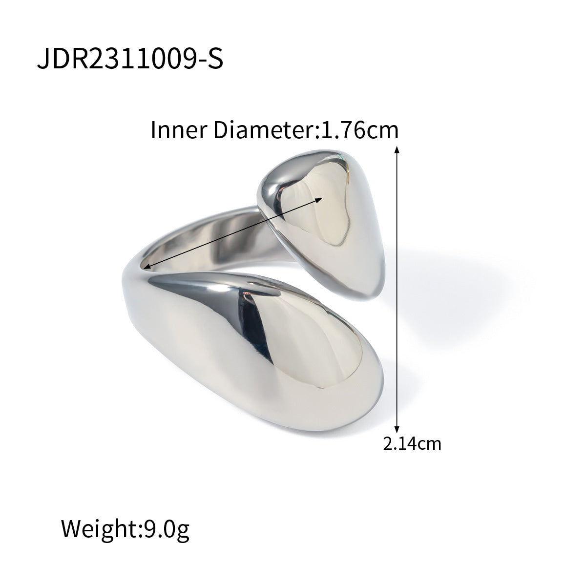 Water Drop Glossy Asymmetric Open Light Luxury Rings