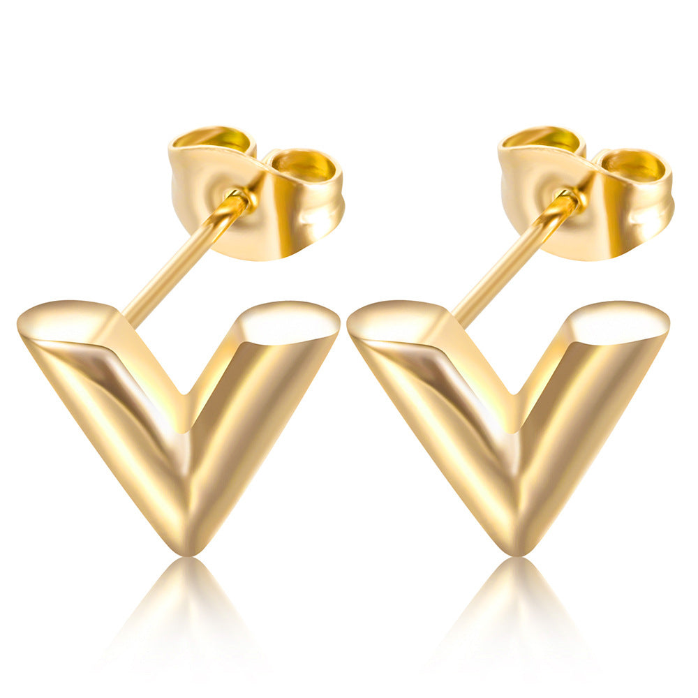 Women's Stainless Steel V-shaped Female Simple Fashion Earrings