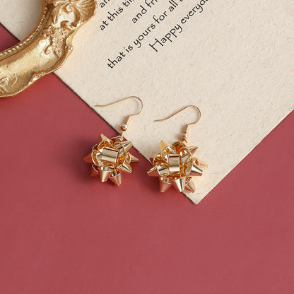 Christmas Winter Bow Five-pointed Star Element Earrings