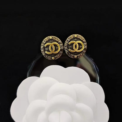 Women's & Men's Quality Collection Trending Rhinestone Letters Sier Earrings