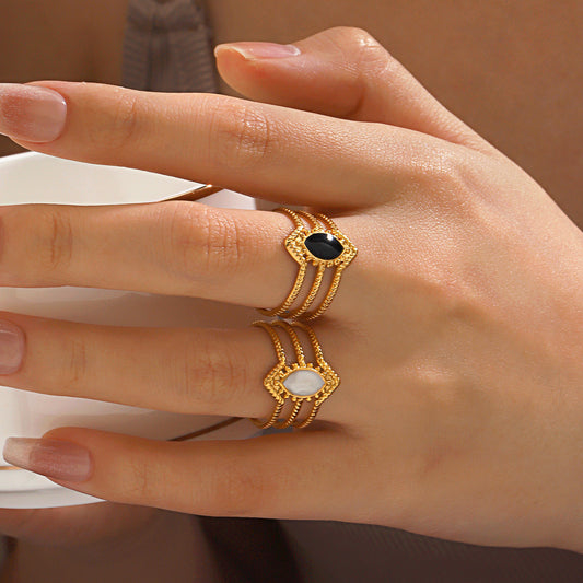 Retro Elegant Stainless Steel Diamond Female Personality Fashion Rings