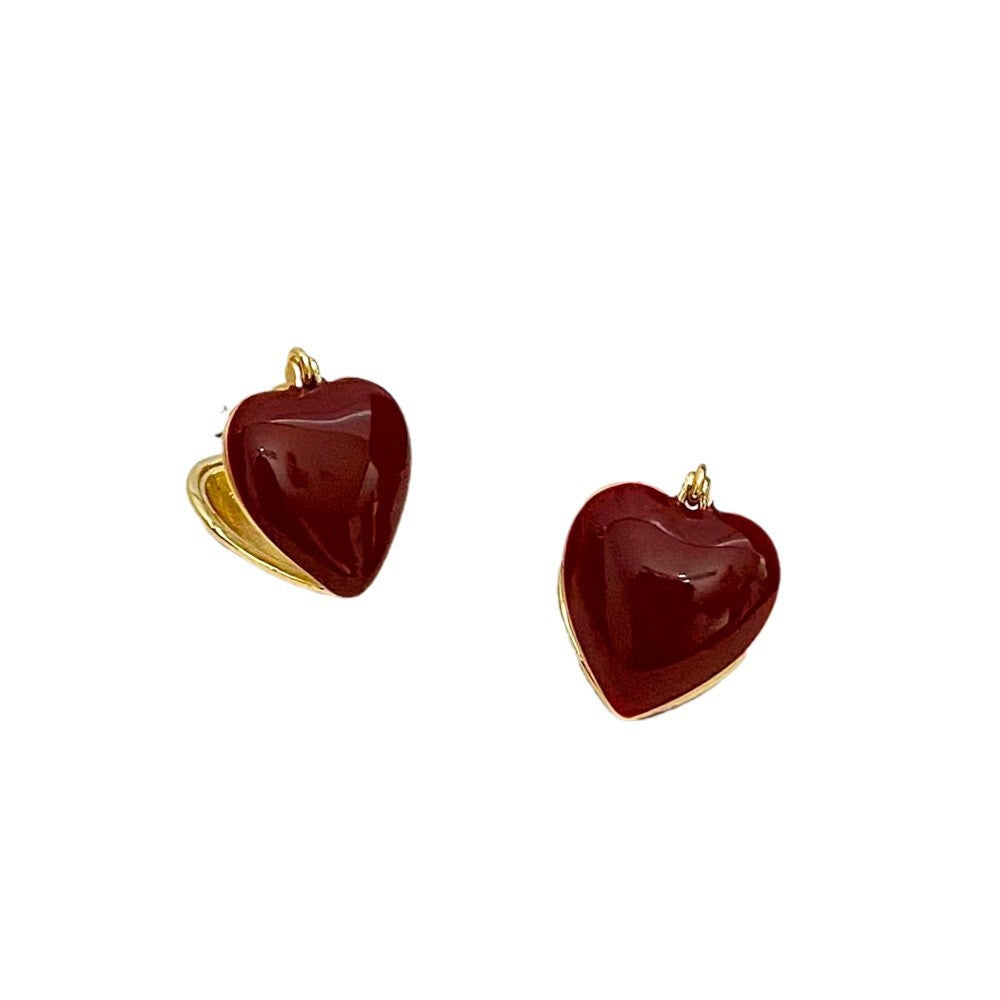 Retro Style Red Drop Oil Temperament Earrings