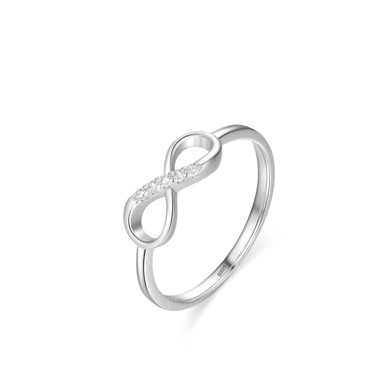 Sier Design Female Fashion Micro Rhinestone Rings