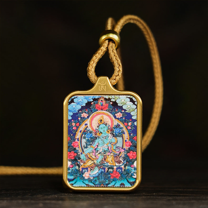 Small Yellow God Of Wealth Green Pendants