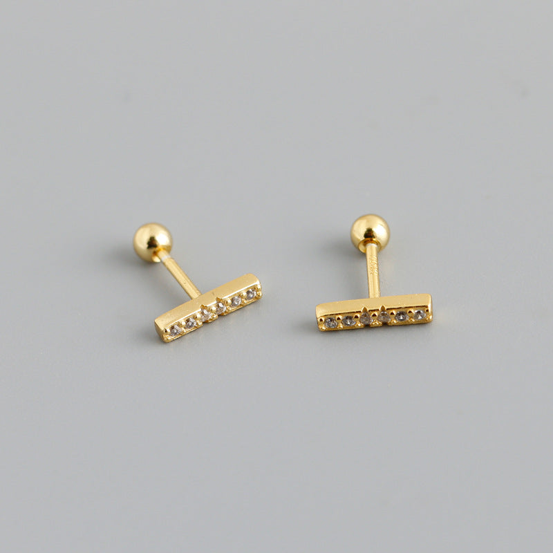 Women's Bar Screw Gold Simple Ear Bones Earrings