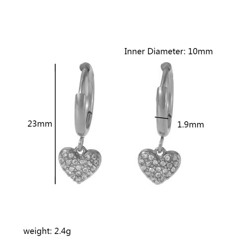 Stainless Steel Inlaid Zircon Love Eight Awn Earrings