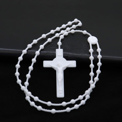 Plastic Soft Rubber Color Luminous Fluorescence Rosary Necklaces