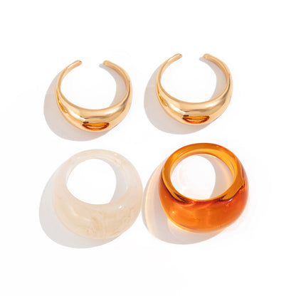 Hand Jewelry Exaggerated Glossy Color Resin Rings