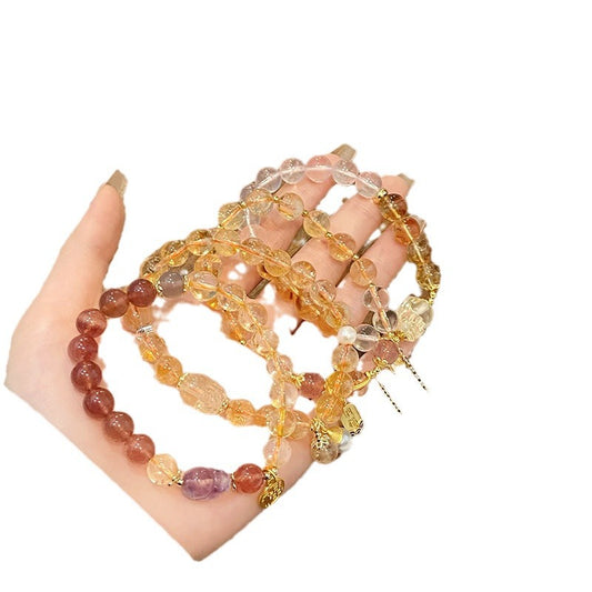 Women's Pi Citrine Yellow Tower Crystal Retro Chinese Bracelets