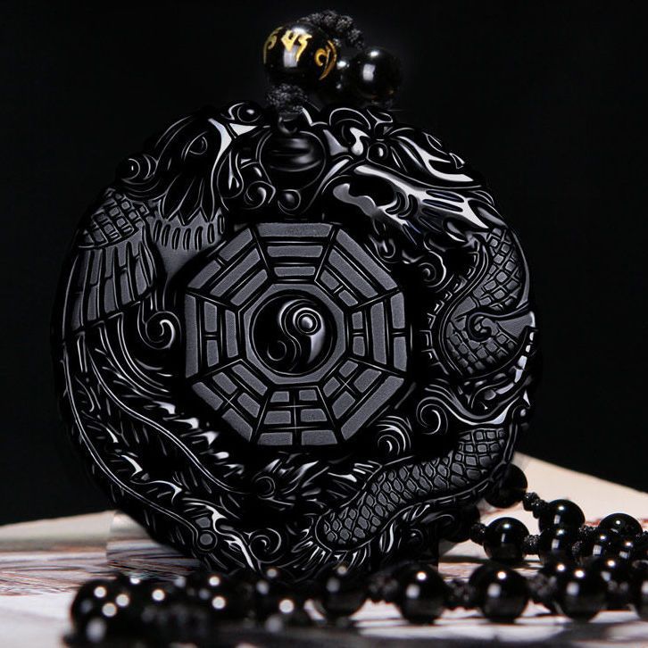 Women's & Men's Obsidian Dragon Phoenix Gossip Eight Diagrams Pendants