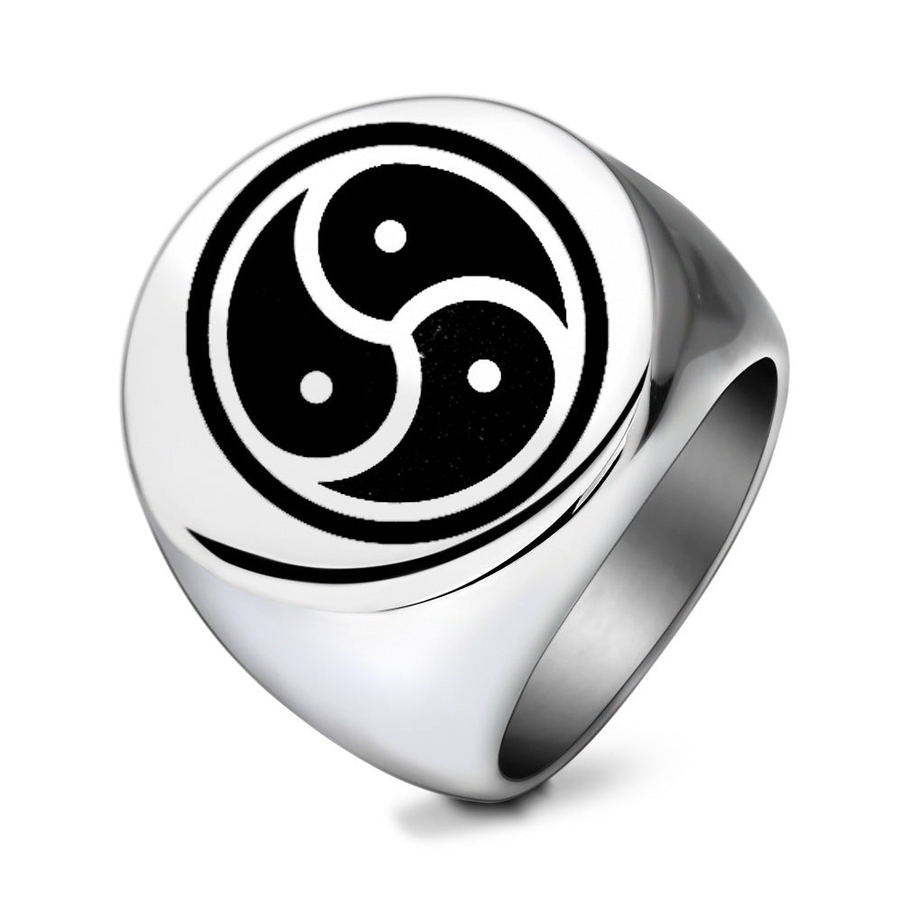 Retro Round Totem Personalized Punk Stainless Rings