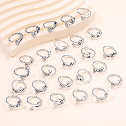 Popular Stylish Simple Letter Stainless Steel Open Three-dimensional Love Rings