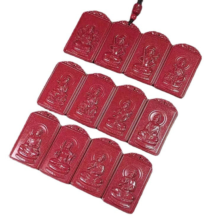 Cinnabar Eight Patron Saints Zodiac Natural Pendants