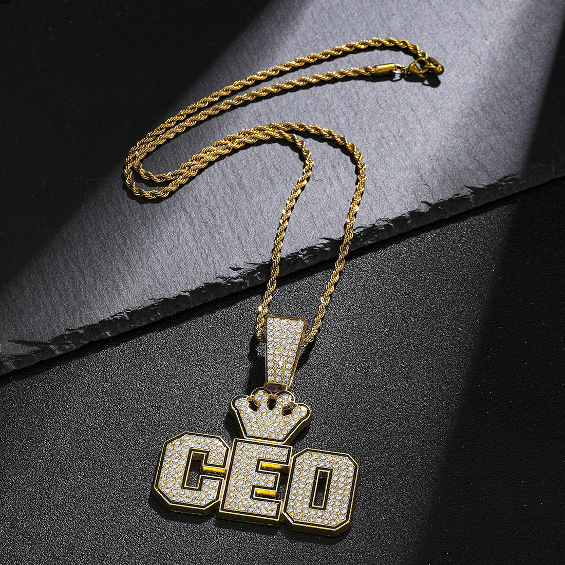 Men's Splendid Diamond Crown Letters For Cuban Necklaces