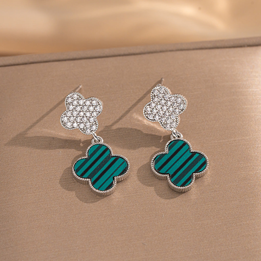 Fashionable Clover Zircon Flower Love Bear Ear Earrings