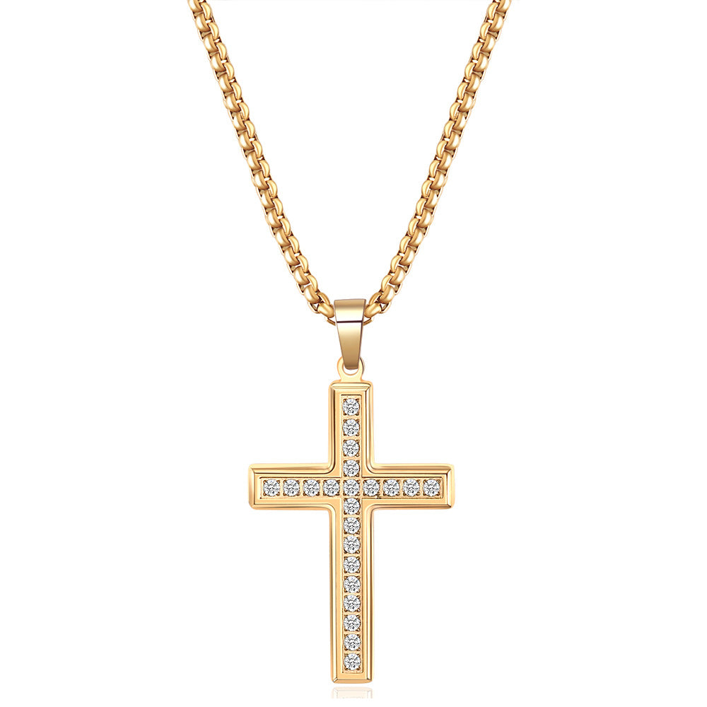 Casual Diamond Cross Simple Stainless Steel Necklaces