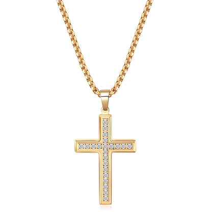 Casual Diamond Cross Simple Stainless Steel Necklaces