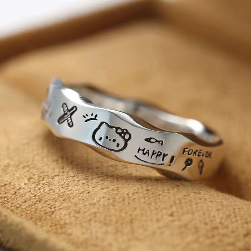 Sweet Cute Love Hello Kitty Opening Rings