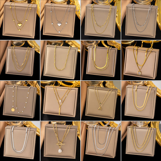 With Niche Advanced Gold-plated Double Layer Necklaces