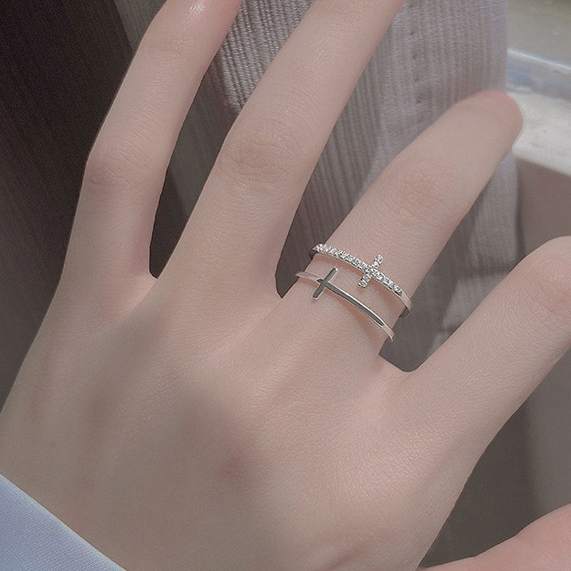 Female Aquamarine Moonstone Light Luxury Temperament Rings