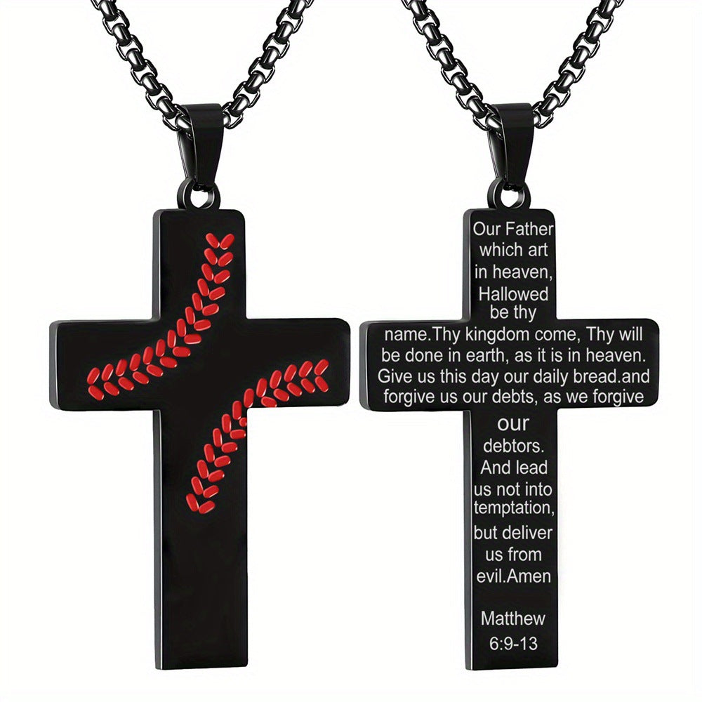 Baseball Boy Cross Stainless Steel Religious Pendants